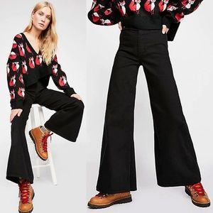 Free People Black Youthquake Wide Bell Bottom Jean